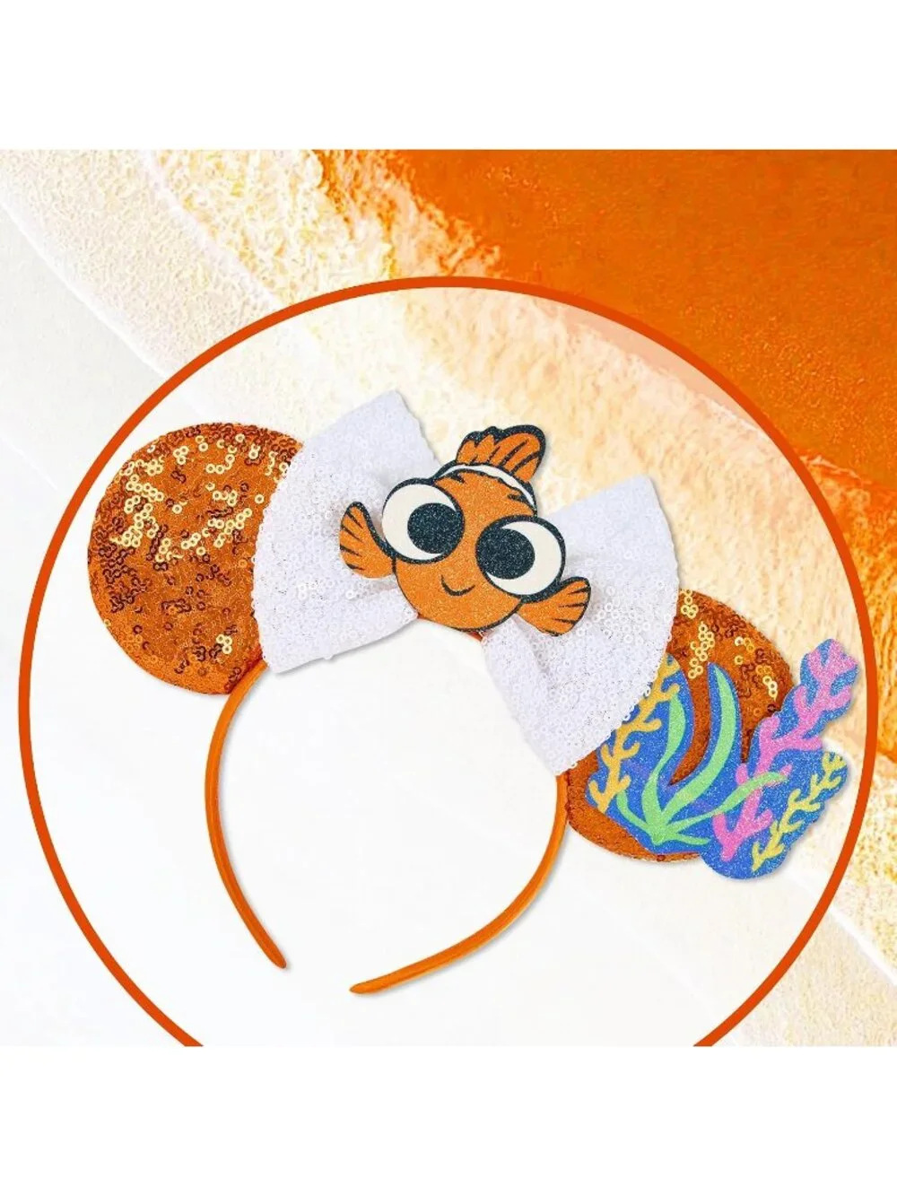 Women White Orange Cartoon Mickey Mouse Costume Headband For Cosplay